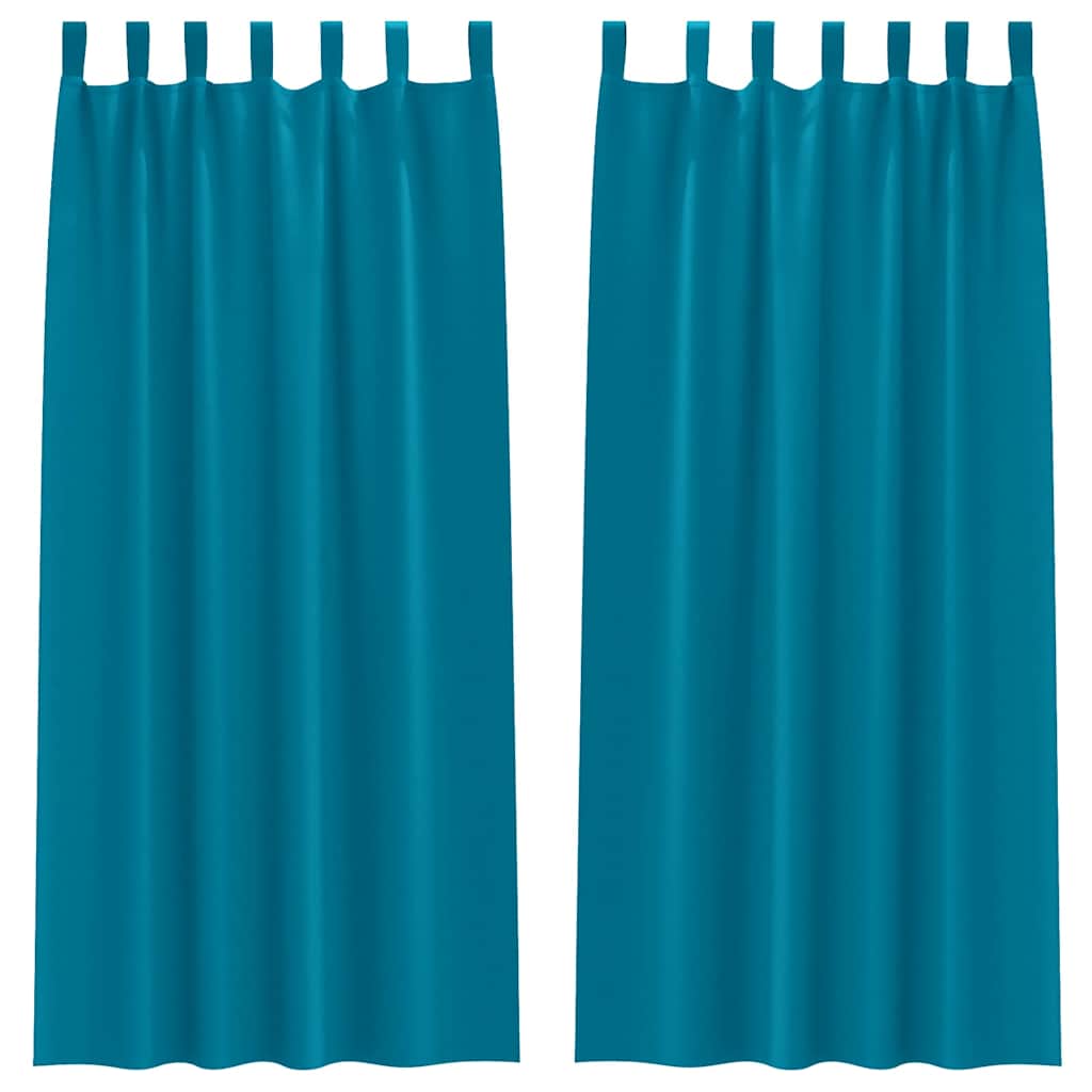 Blackout Curtains with Rings Turquoise Polyester